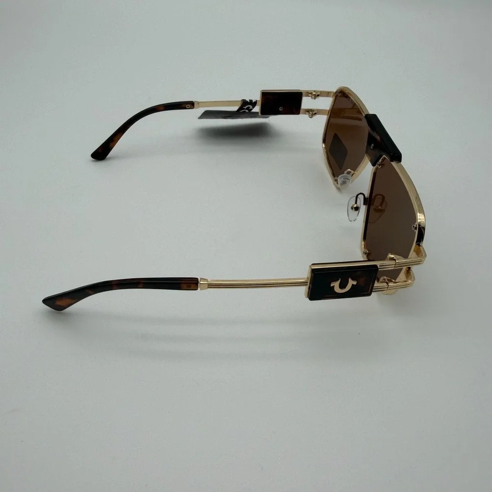True‎ Religion Gold and Brown Sunglasses